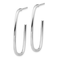 14K White Gold Polished J-Hoop Earrings