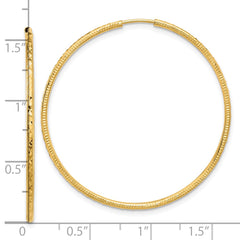 14K Yellow Gold Diamond-cut 1.50mm Endless Hoop Earrings