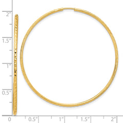 14K Yellow Gold Diamond-cut 1.50mm Endless Hoop Earrings
