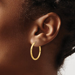 14K Yellow Gold Polished and Satin Diamond-cut 2.00mm Endless Hoop Earrings