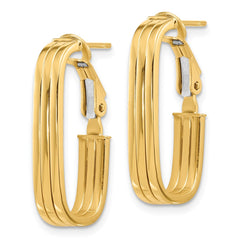 14K Yellow Gold Polished Oval Omega Back Hoop Earrings