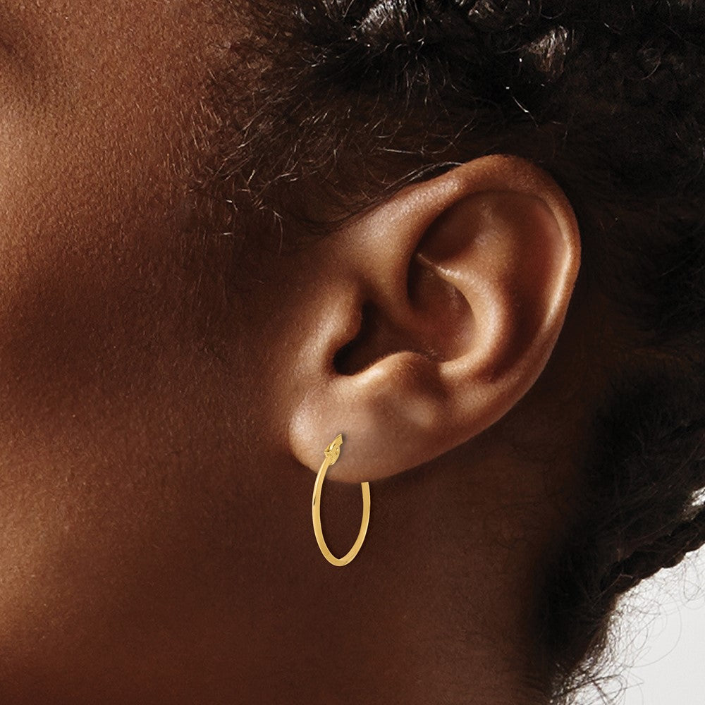 14K Yellow Gold Polished Hoop Earrings