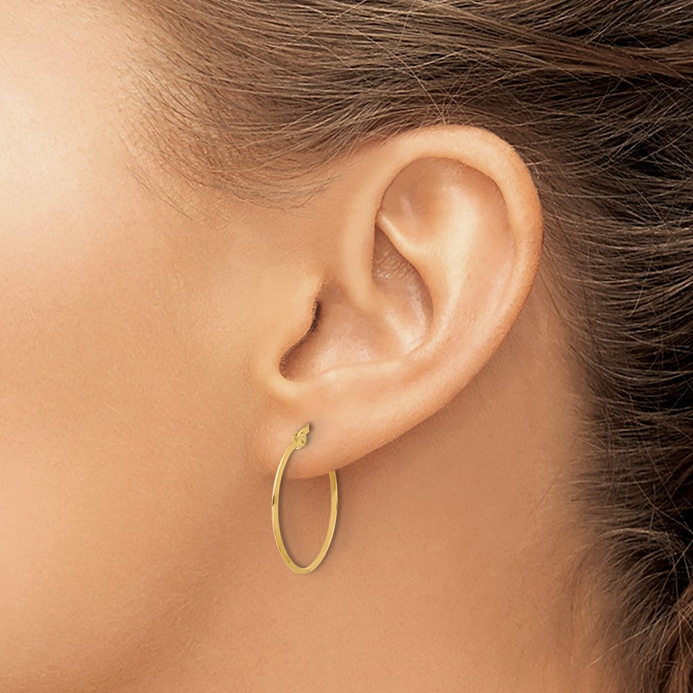 14K Yellow Gold Polished Hoop Earrings