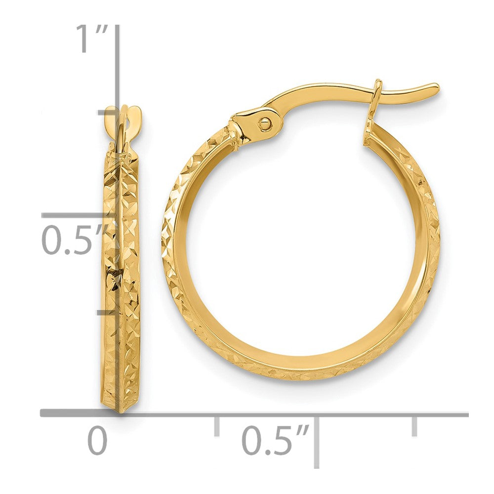 14K Yellow Gold Polished and Diamond-cut Hoop Earrings