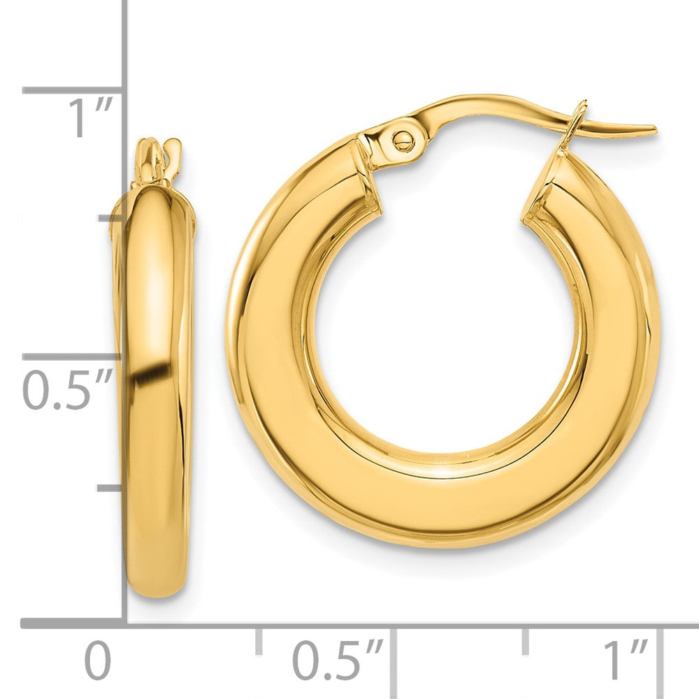 14K Yellow Gold Polished Tube Hoop Earrings