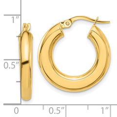 14K Yellow Gold Polished Tube Hoop Earrings