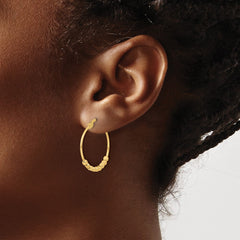 14K Yellow Gold Polished Beads Hoop Earrings