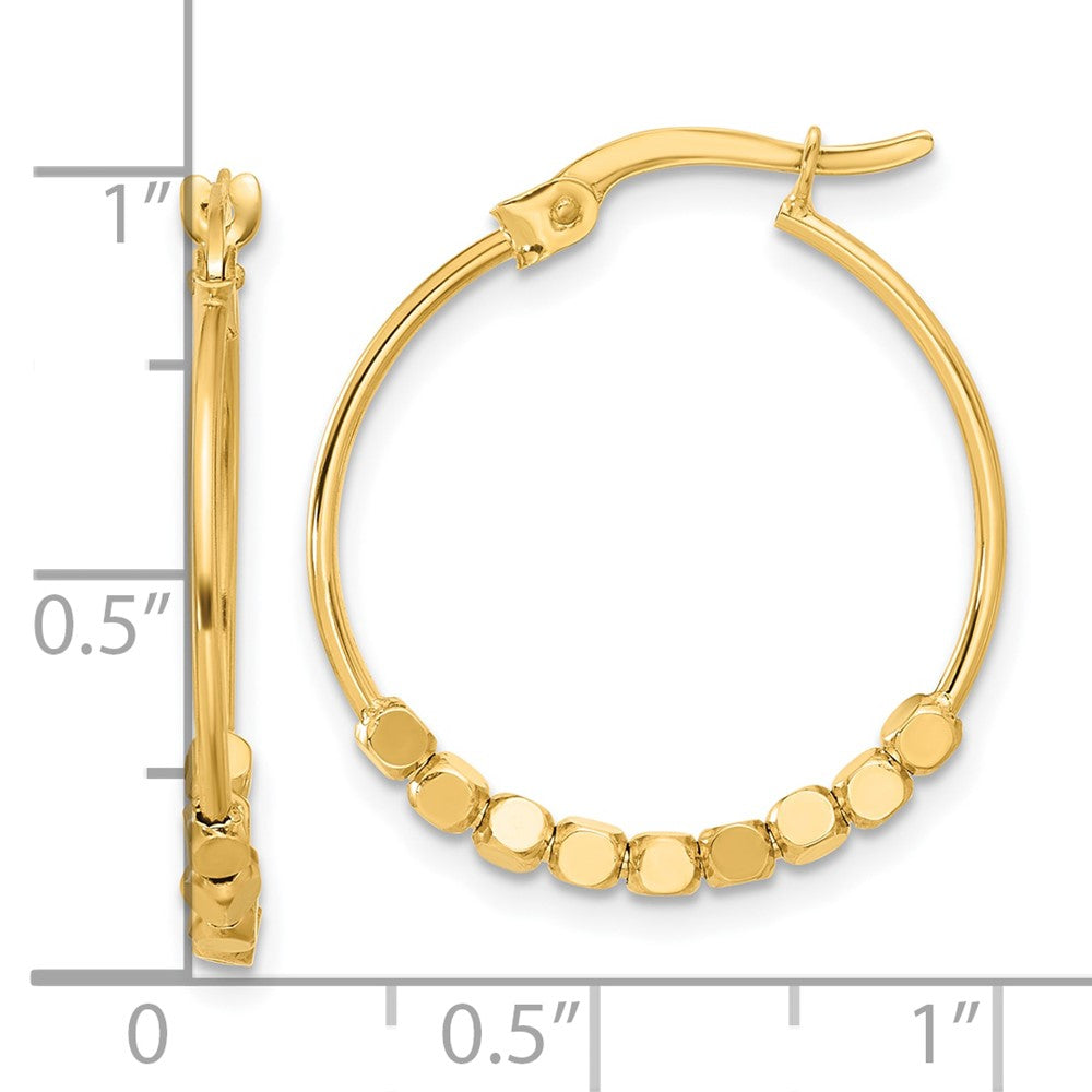 14K Yellow Gold Polished Beads Hoop Earrings