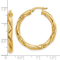 14K Yellow Gold Polished Twisted Hoop Earrings