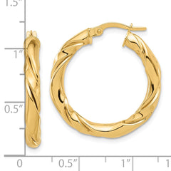 14K Yellow Gold Polished Twisted Hoop Earrings