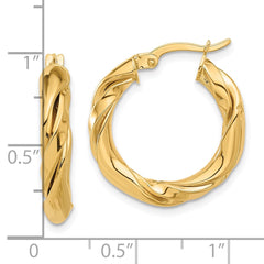 14K Yellow Gold Polished Twisted Hoop Earrings