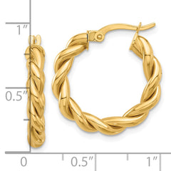 14K Yellow Gold Polished Twisted Hoop Earrings