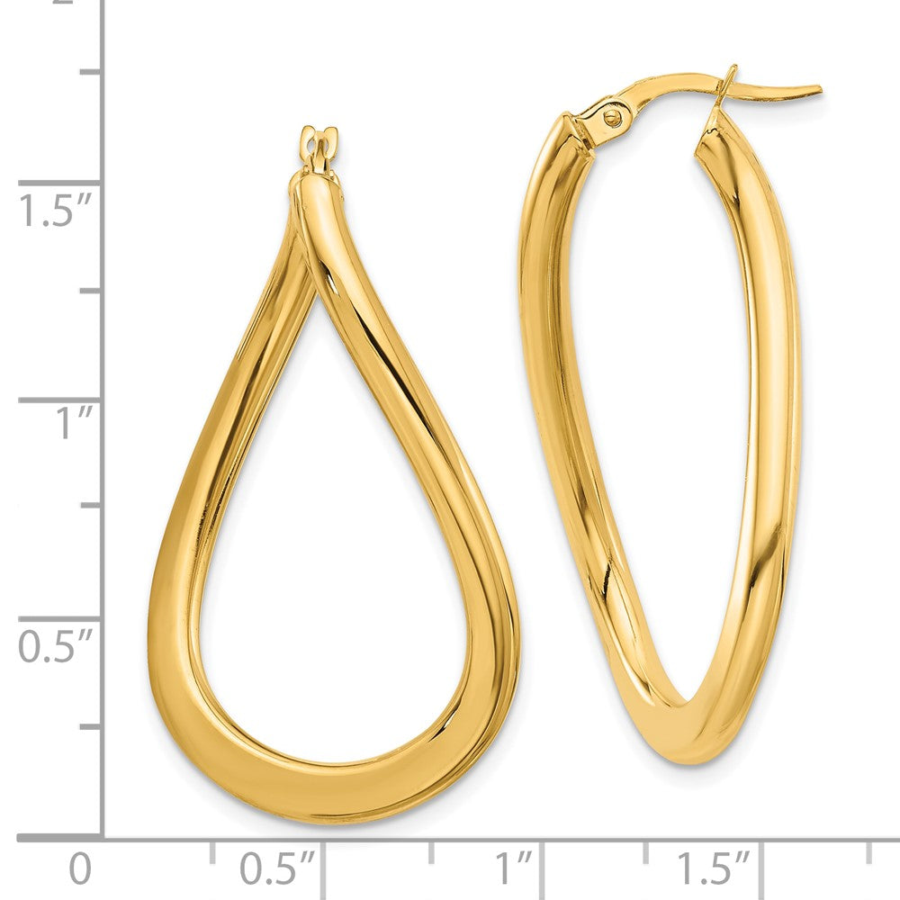 14K Yellow Gold Polished Twisted Hoop Earrings