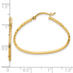 14K Yellow Gold Diamond-cut Polished Oval 1.5mm Hoop Earrings