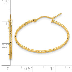14K Yellow Gold Polished and Diamond-cut 1.50mm Oval Hoop Earrings