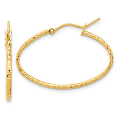 14K Yellow Gold Polished and Diamond-cut 1.50mm Oval Hoop Earrings