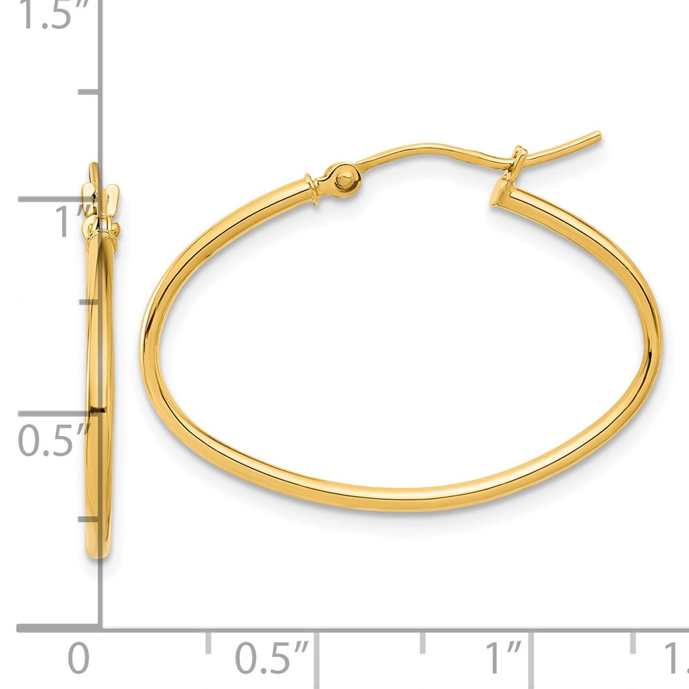 14K Yellow Gold Polished 1.50mm Oval Hoop Earrings