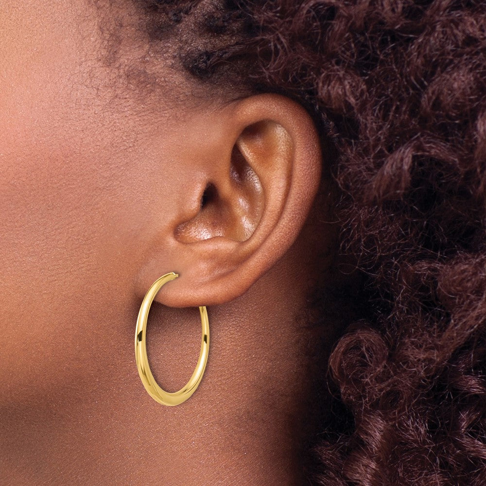 14K Yellow Gold Polished Hoop Post Earrings