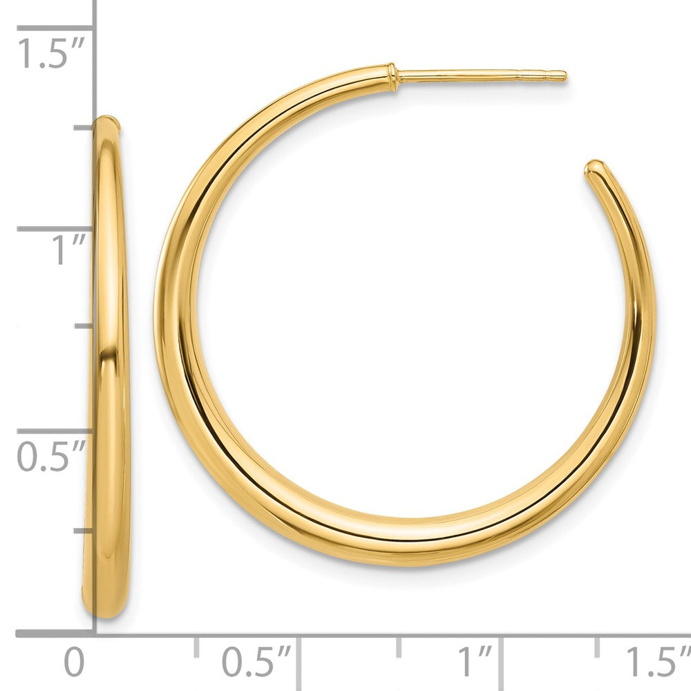 14K Yellow Gold Polished Hoop Post Earrings