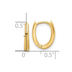 14K Yellow Gold Polished Oval Hinged Hoop Earrings