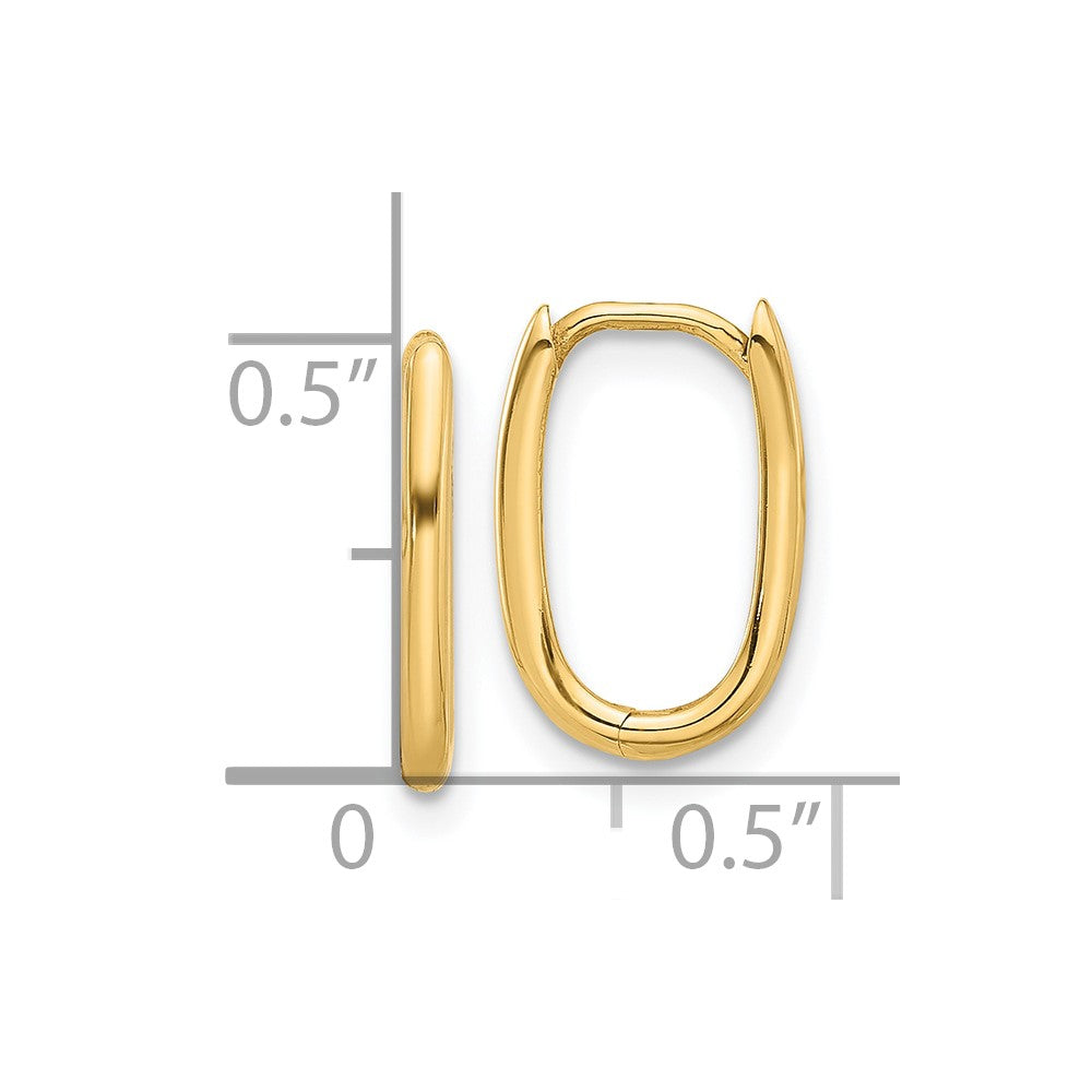 14K Yellow Gold Polished Oval Hinged Hoop Earrings
