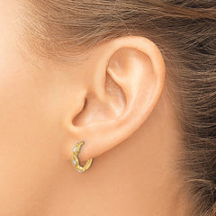 14K Yellow Gold Polished CZ Hinged Hoop Earrings