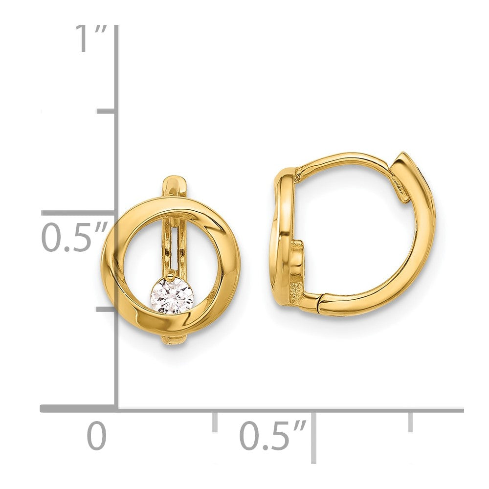 14K Yellow Gold Polished CZ Circle Hoop Earrings