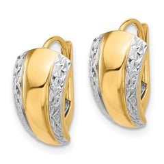 14K Two-Tone Gold Polished and Diamond-cut Leverback Earrings