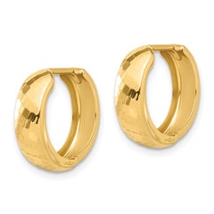 14K Yellow Gold Polished and Diamond-cut Huggie Hoop Earrings
