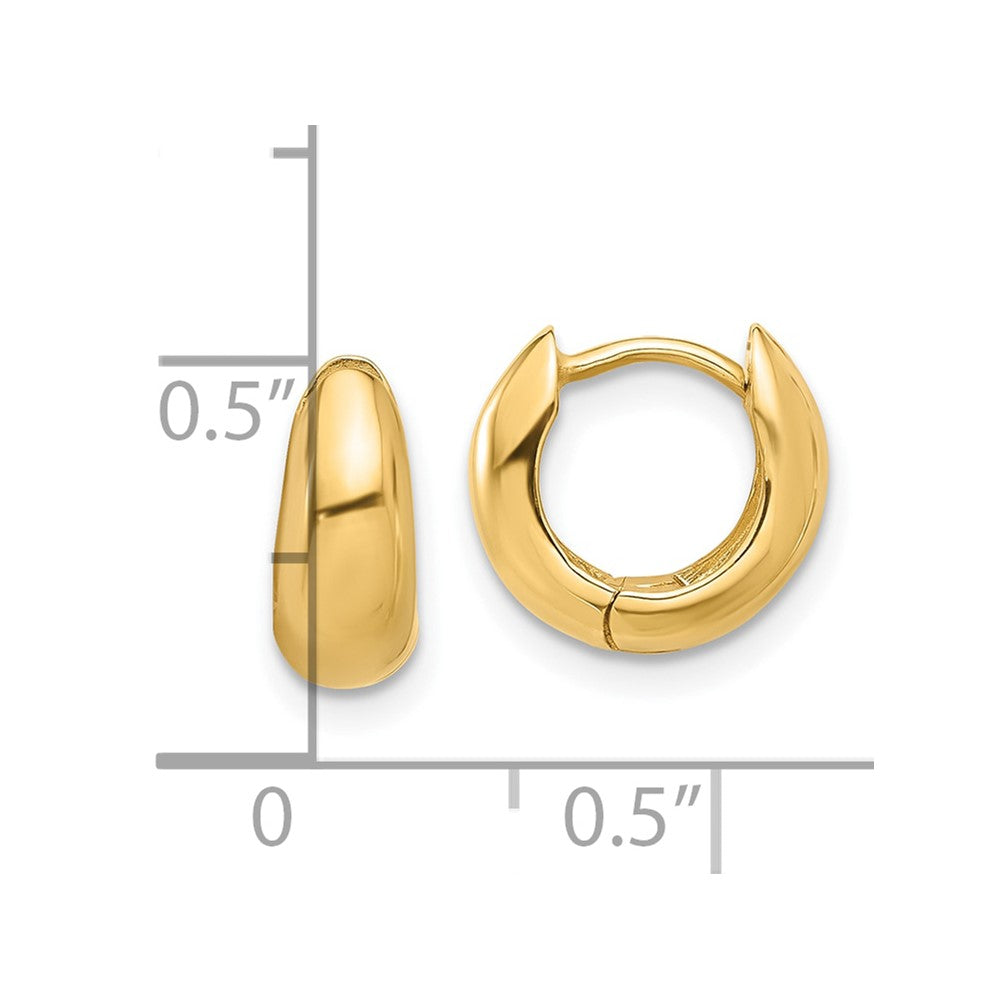 14K Yellow Gold Polished Hinged Huggie Hoop Earrings