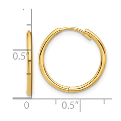 14K Yellow Gold Polished Hinged Hoop Earrings