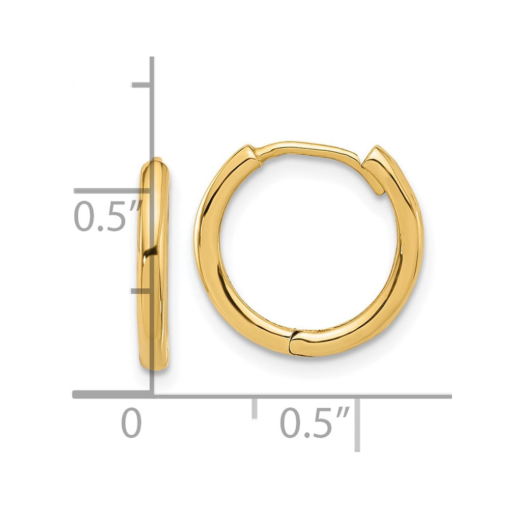 14K Yellow Gold Polished Hinged Hoop Earrings