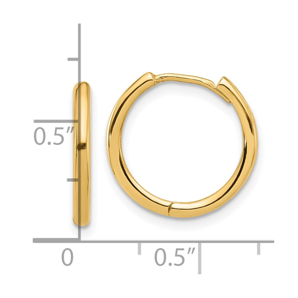 14K Yellow Gold Polished Hinged Hoop Earrings