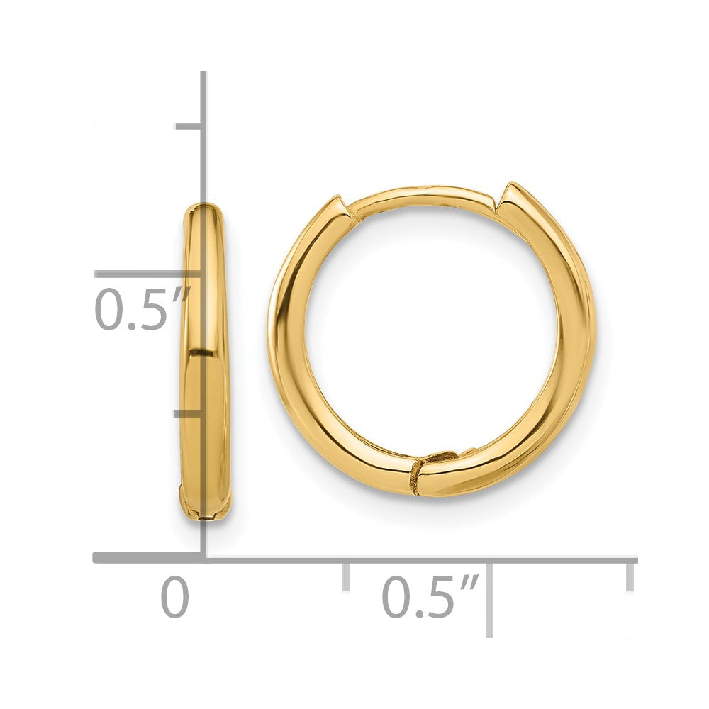 14K Yellow Gold Polished Hinged Hoop Earrings