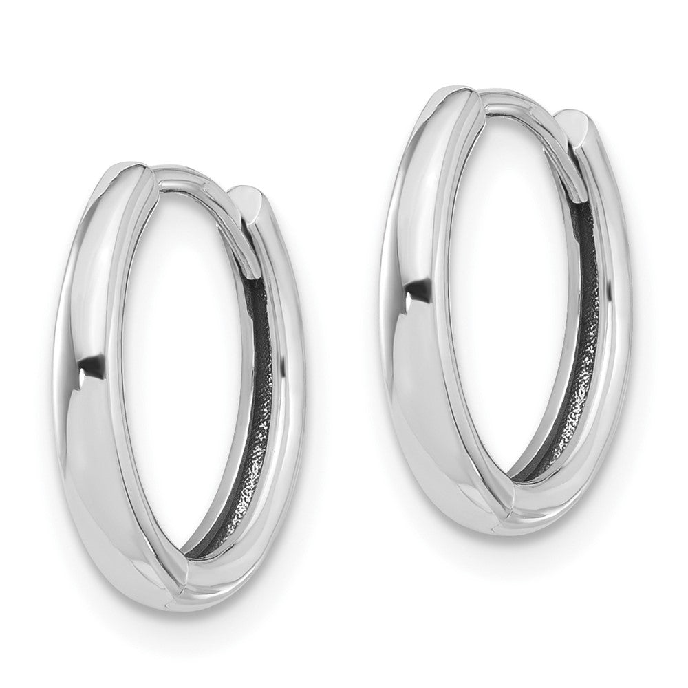 14K White Gold Polished Hinged Hoop Earrings