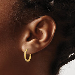 14K Yellow Gold CZ 1.5mm Hoop Earrings