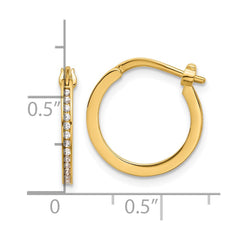14K Yellow Gold CZ 1.5mm Hoop Earrings