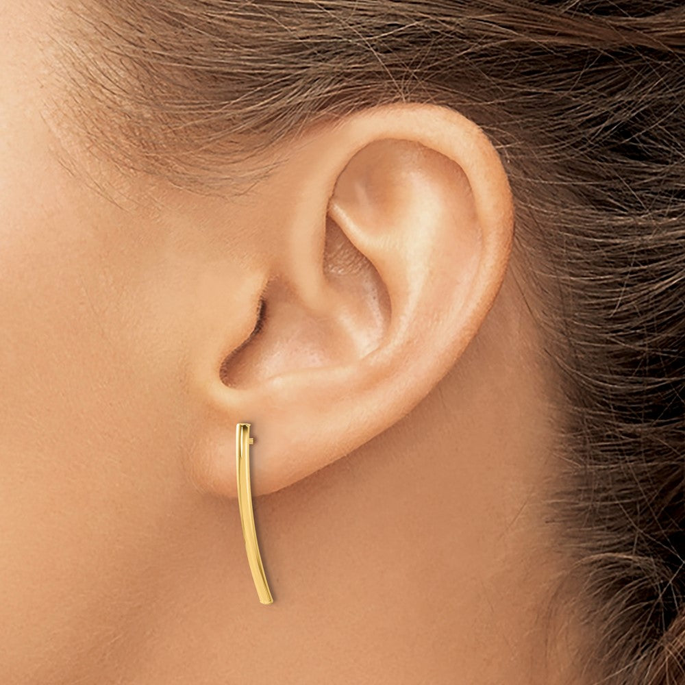 14K Yellow Gold Polished Bar Post Earrings