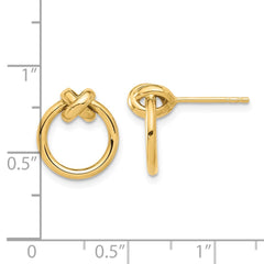14K Yellow Gold Polished Circle Post Earrings