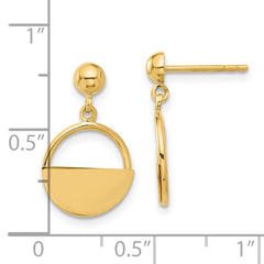 14K Yellow Gold Polished Contemporary Dangle Post Earrings