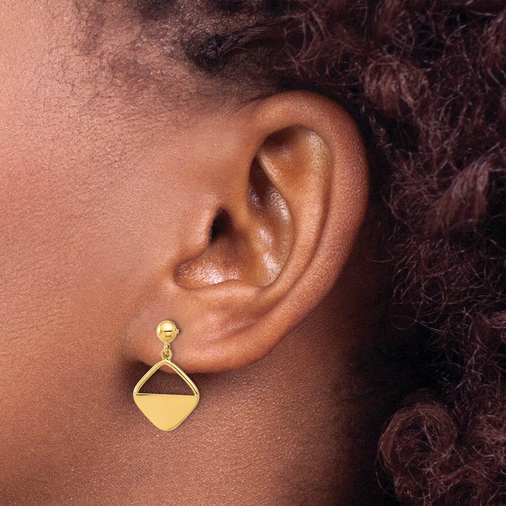 14K Yellow Gold Polished Contemporary Dangle Post Earrings