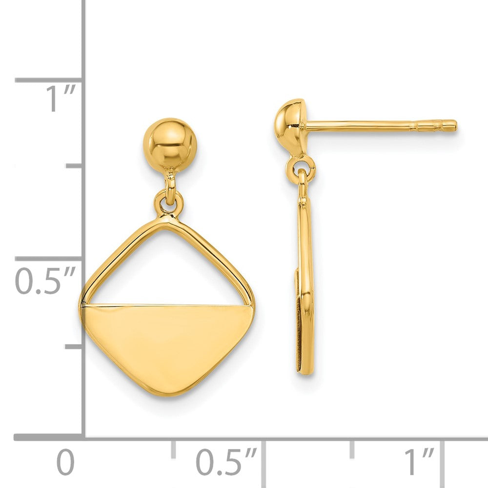 14K Yellow Gold Polished Contemporary Dangle Post Earrings