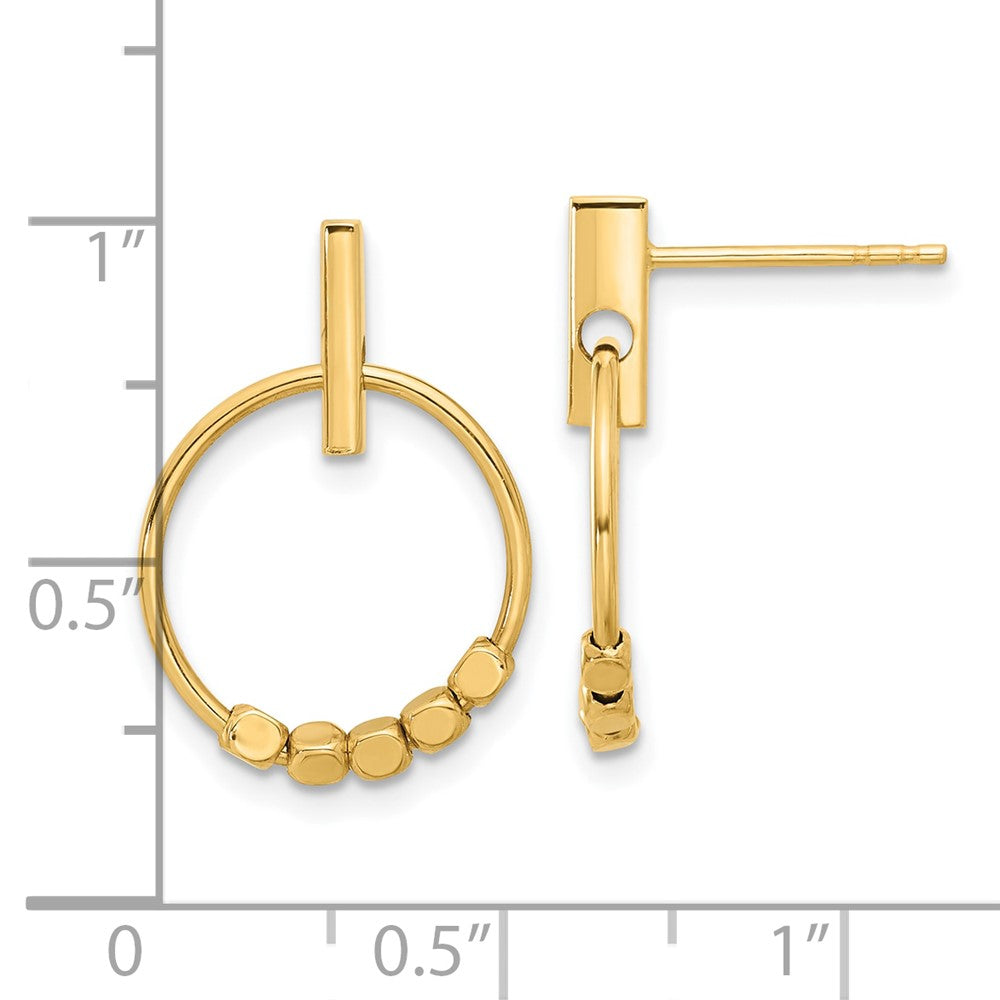 14K Yellow Gold Polished Circle Dangle Post Earrings