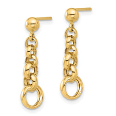 14K Yellow Gold Polished Circle Link Post Earrings