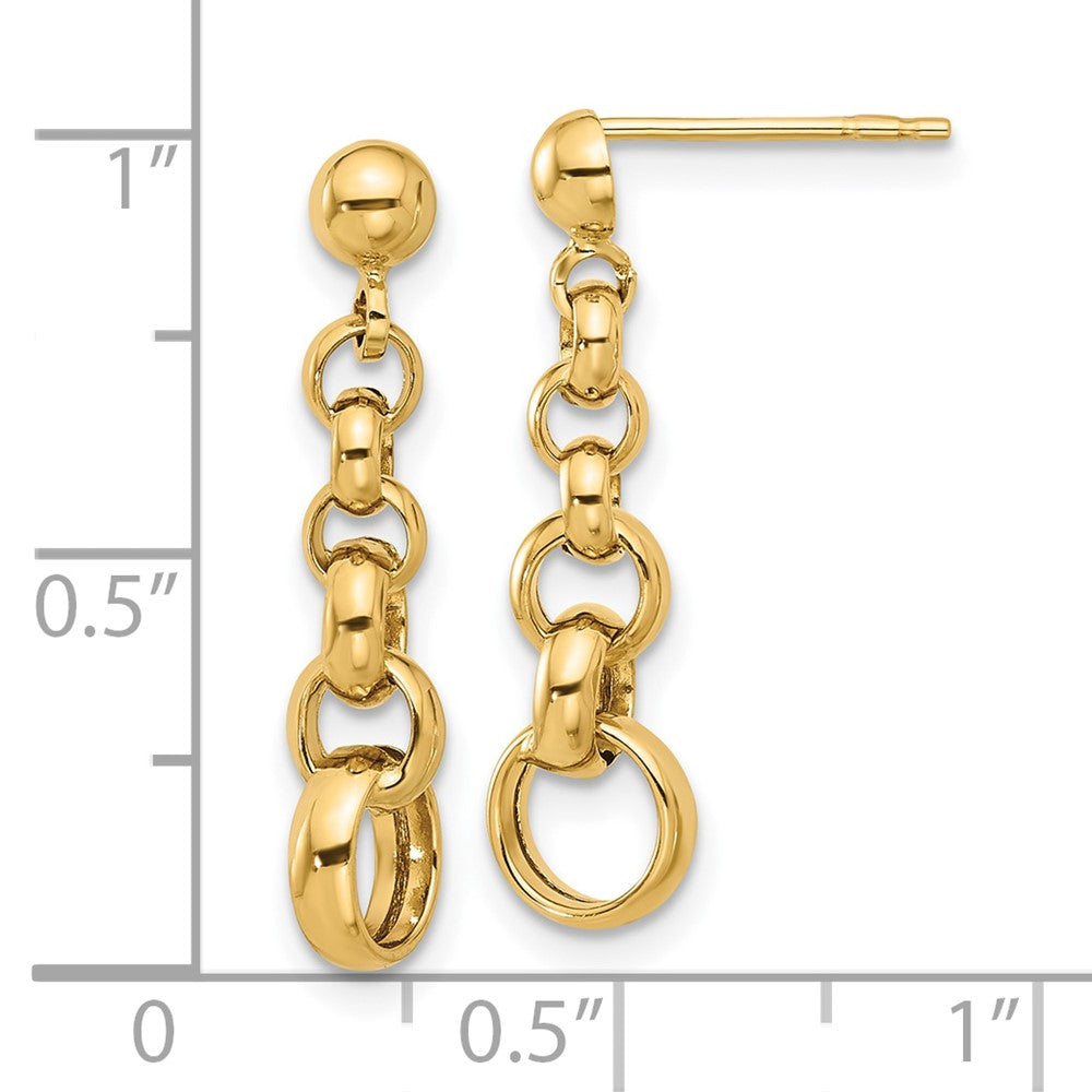 14K Yellow Gold Polished Circle Link Post Earrings