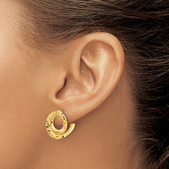 14K Yellow Gold Polished and Diamond-cut Intertwined Circle Post Earrings