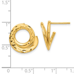 14K Yellow Gold Polished and Diamond-cut Intertwined Circle Post Earrings