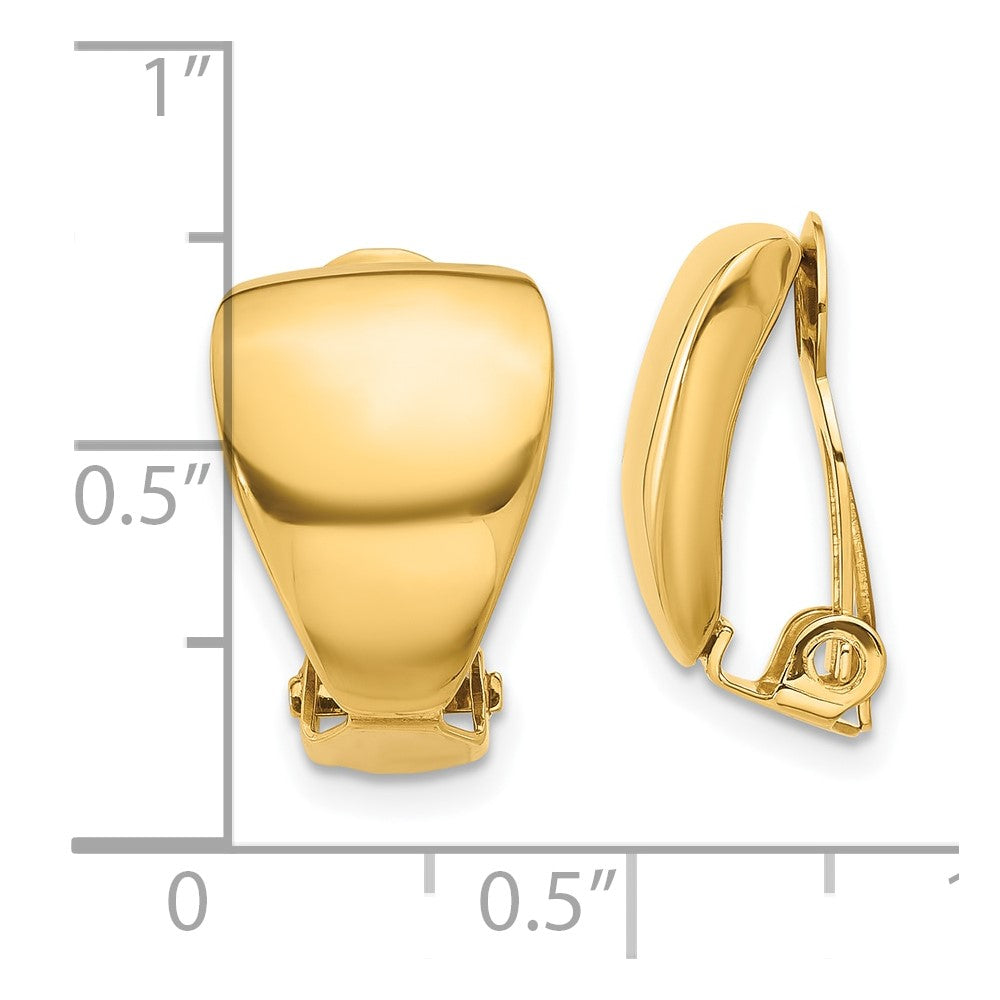 14K Yellow Gold Polished Omega Clip Non-pierced Earrings