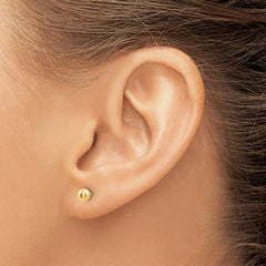 14K Yellow Gold Polished and Diamond-cut 4.5mm Button Post Earrings