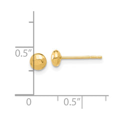 14K Yellow Gold Polished and Diamond-cut 4.5mm Button Post Earrings